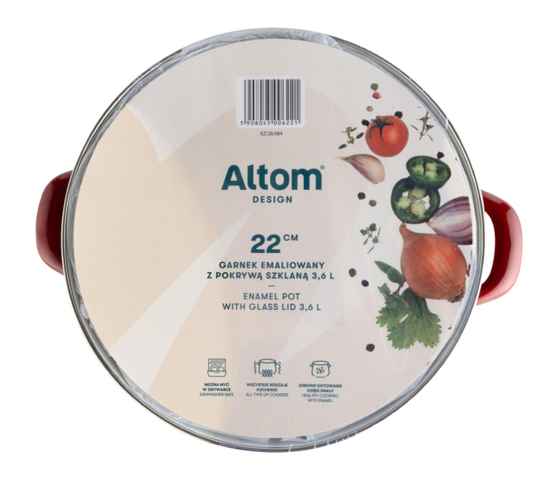 Altom Garnek emaliowany 22 cm 3,6 l pokrywka merlot indukcja - 1611127 - zdjęcie 4